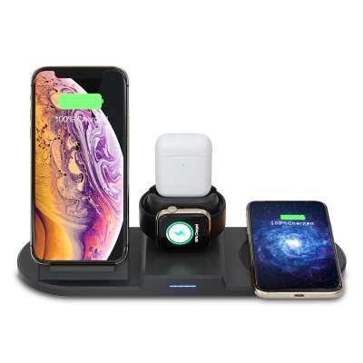 15W Qi Wireless Charger For Iphone 11 Pro Max 4 IN 1 Phone holder Wireless Charger For Airpods and iWatch